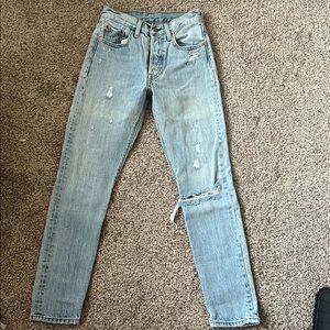 Levi's Blue Skinny Jeans with Distressed Details